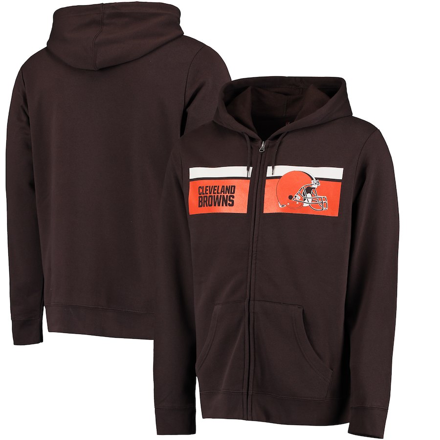 Men's Cleveland Browns Brown Majestic Touchback Full-Zip NFL Hoodie